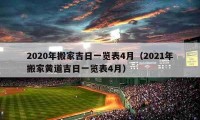 2020年搬家吉日一览表4月（2021年搬家黄道吉日一览表4月）