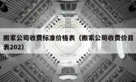 搬家公司收费标准价格表（搬家公司收费价目表202）