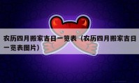 农历四月搬家吉日一览表（农历四月搬家吉日一览表图片）