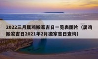 2022三月属鸡搬家吉日一览表图片（属鸡搬家吉日2021年2月搬家吉日查询）