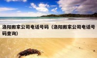 洛阳搬家公司电话号码（洛阳搬家公司电话号码查询）