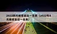 2022四月搬家吉日一览表（2022年4月搬家吉日一览表）