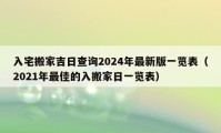 入宅搬家吉日查询2024年最新版一览表（2021年最佳的入搬家日一览表）