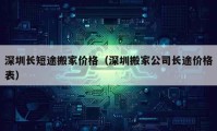 深圳长短途搬家价格（深圳搬家公司长途价格表）