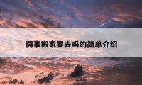 同事搬家要去吗的简单介绍