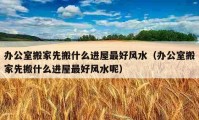 办公室搬家先搬什么进屋最好风水（办公室搬家先搬什么进屋最好风水呢）