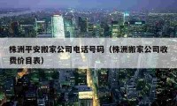 株洲平安搬家公司电话号码（株洲搬家公司收费价目表）