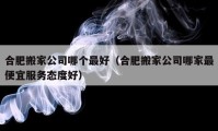 合肥搬家公司哪个最好（合肥搬家公司哪家最便宜服务态度好）