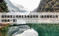 南京搬家公司排名及电话号码（南京搬家公司价格表一览）