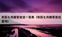 农历七月搬家吉日一览表（农历七月搬家吉日查询）