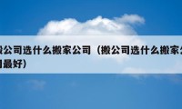 搬公司选什么搬家公司（搬公司选什么搬家公司最好）