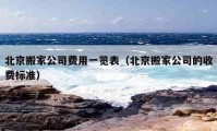 北京搬家公司费用一览表（北京搬家公司的收费标准）