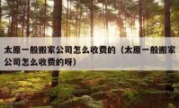 太原一般搬家公司怎么收费的（太原一般搬家公司怎么收费的呀）