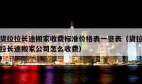 货拉拉长途搬家收费标准价格表一览表（货拉拉长途搬家公司怎么收费）