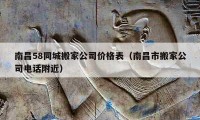 南昌58同城搬家公司价格表（南昌市搬家公司电话附近）