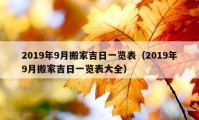 2019年9月搬家吉日一览表（2019年9月搬家吉日一览表大全）