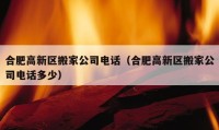 合肥高新区搬家公司电话（合肥高新区搬家公司电话多少）