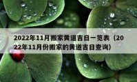 2022年11月搬家黄道吉日一览表（2022年11月份搬家的黄道吉日查询）