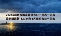 2024年8月份搬家黄道吉日一览表一览表最新版最新（2024年1月搬家吉日一览表）