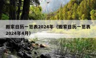 搬家日历一览表2024年（搬家日历一览表2024年4月）