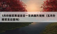 5月份搬家黄道吉日一览表图片视频（五月份搬家吉日查询）