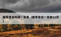 搬家吉日时间一览表（搬家吉日一览表12月）