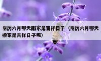 阴历六月哪天搬家是吉祥日子（阴历六月哪天搬家是吉祥日子呢）