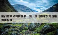 厦门搬家公司价格表一览（厦门搬家公司价格费用标准）