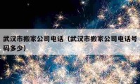 武汉市搬家公司电话（武汉市搬家公司电话号码多少）