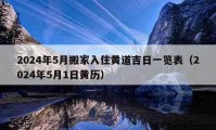 2024年5月搬家入住黄道吉日一览表（2024年5月1日黄历）