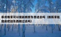 新房搬家可以提前搬些东西进去吗（搬新家能提前把旧东西搬过去吗）