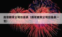 南京搬家公司价目表（南京搬家公司价格表一览）